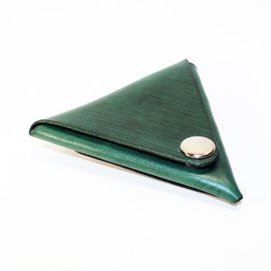 Monedero de cuero, monedero triangular, billetera verde, monedero pequeño, accesorios de cuero, gran regalo.