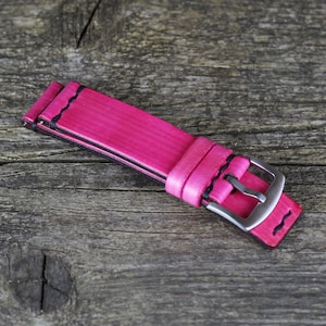 Leather watch strap 18 - 24mm, Pink watch band, Leather strap, Great gift.