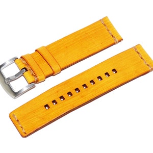 Leather watch strap 18 - 24mm, Yellow watch band, Leather strap, Great gift.