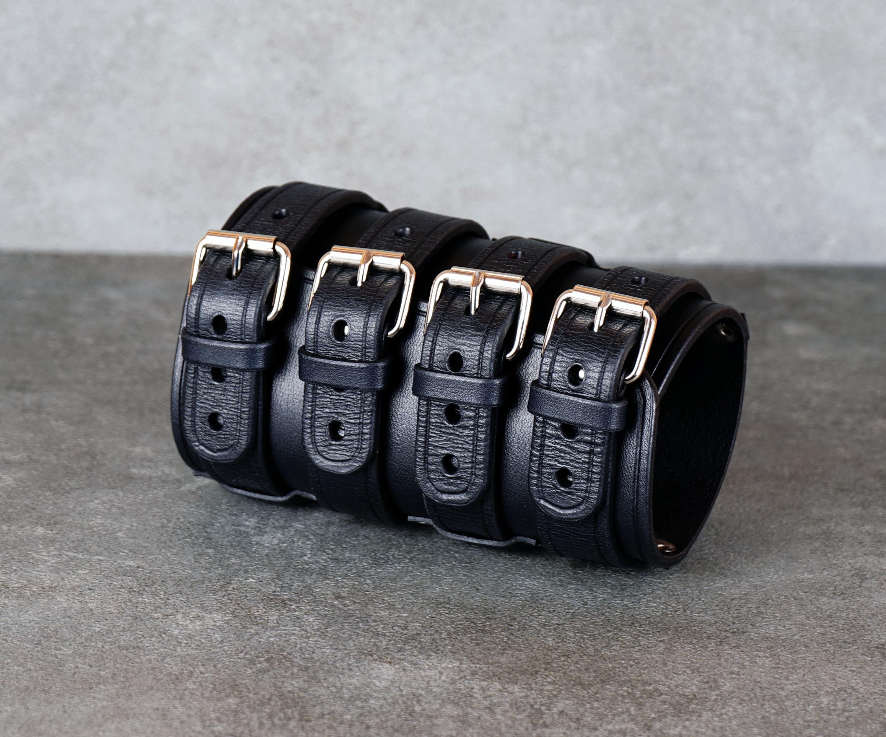 Black Leather Cuff Bracelet: Rocker Style Accessories - Etsy
