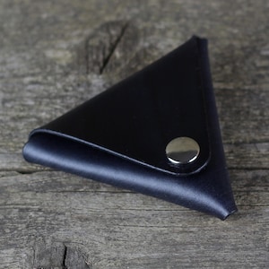 Monedero de piel, monedero triangular, billetera negra, monedero pequeño, accesorios de piel, gran regalo.