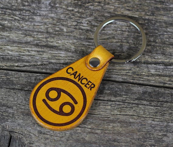 Handmade Leather Cancer Zodiac Keychain: Astrology Gift - Etsy