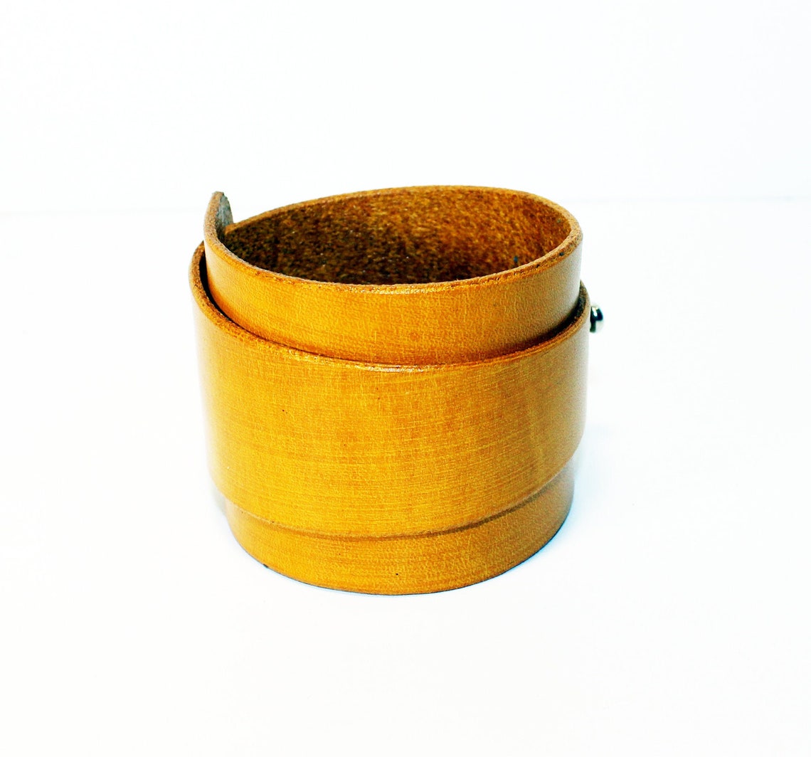 Yellow Leather CuffYellow Leather Bracelet Great Gift Red Etsy
