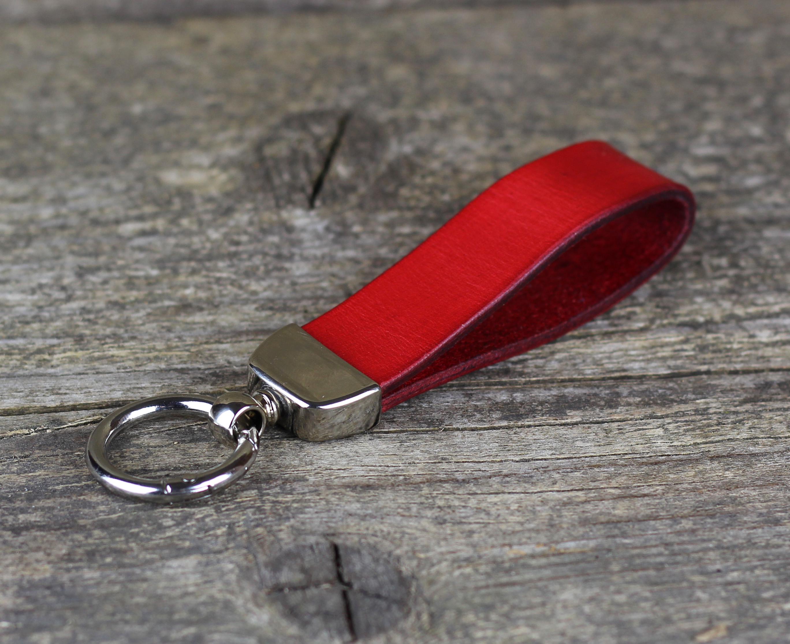 Handmade Red Leather Keychain Fob: Personalized Accessory - Etsy