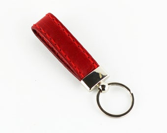 Handmade Red Leather Key Fob: Personalized Keychain - Etsy