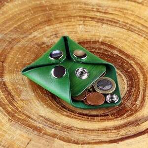 Leather coin wallet, green wallet, green men's purse, small coin purse, gift for men, gift for women.