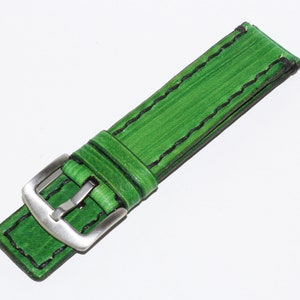 Leather watch strap 18 - 24mm, Green watch band, Leather strap, Great gift.