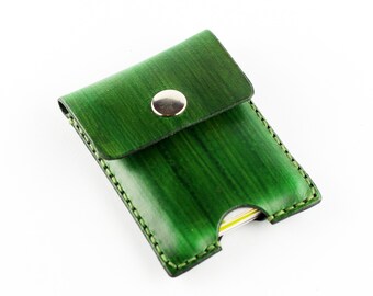 Credit Card Holder leather , Business Card Holder, Green Leather Credit Card Wallet, Green Card Holder. Great Gift.