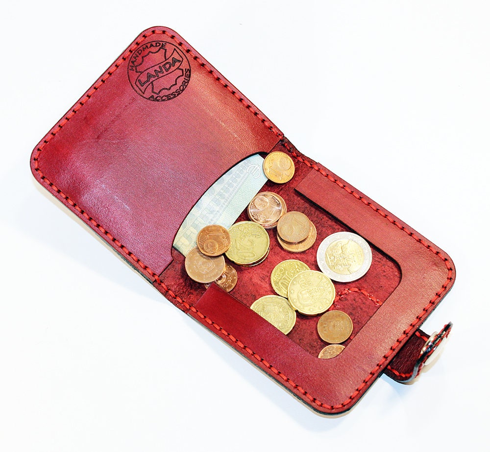 Leather wallet red wallet great leather item red men's Etsy