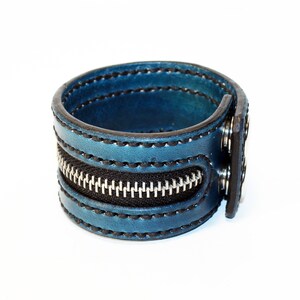 Blue Zipper Bracelet. Handmade Bracelet. Blue Cuff. Zipper Cuff. Blue Zipper.Handmade Accessories. image 3