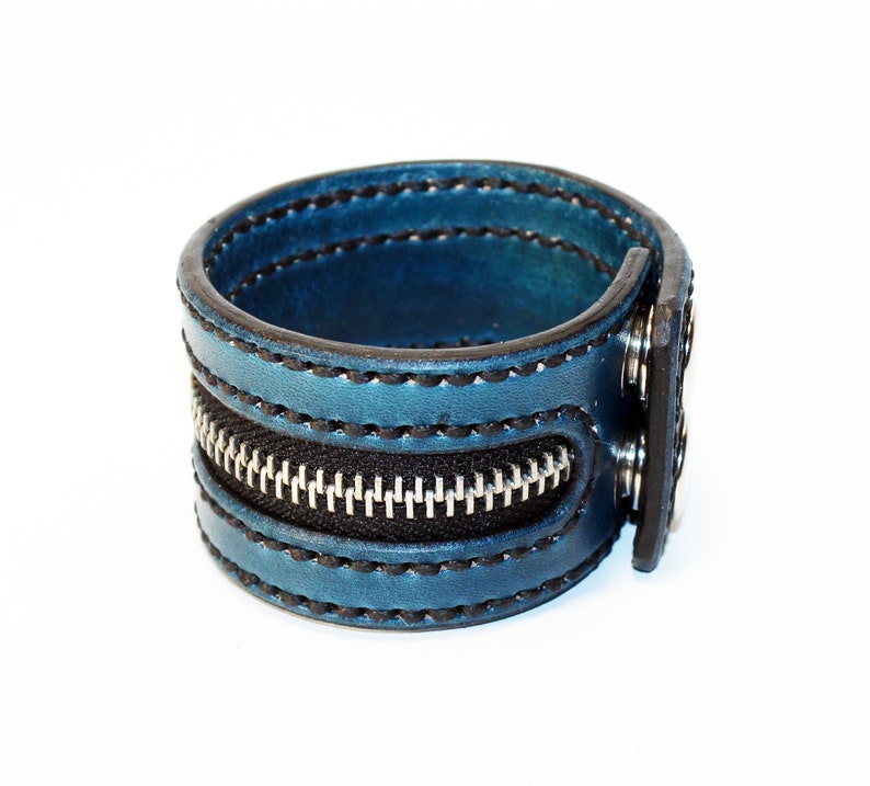 Blue Zipper Bracelet. Handmade Bracelet. Blue Cuff. Zipper Cuff. Blue Zipper.Handmade Accessories. image 3