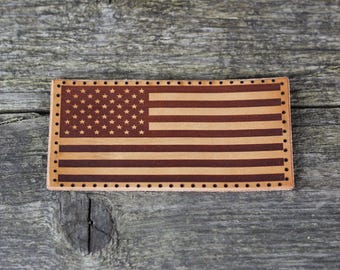 Italian Leather American Flag Patch - USA Pride