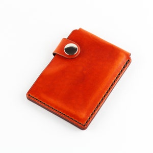 Cartera de cuero naranja, tarjetero, billetera delgada, tarjetero, accesorio de cuero, gran regalo.