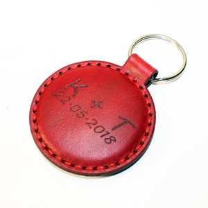 Personalized leather key chain , anniversary gift, custom keychain, great handmade leather gift, heart key chain