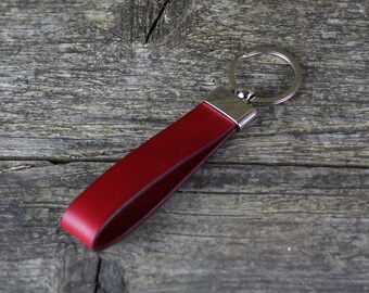 Handmade Red Leather Keychain: Personalized Key Fob - Etsy