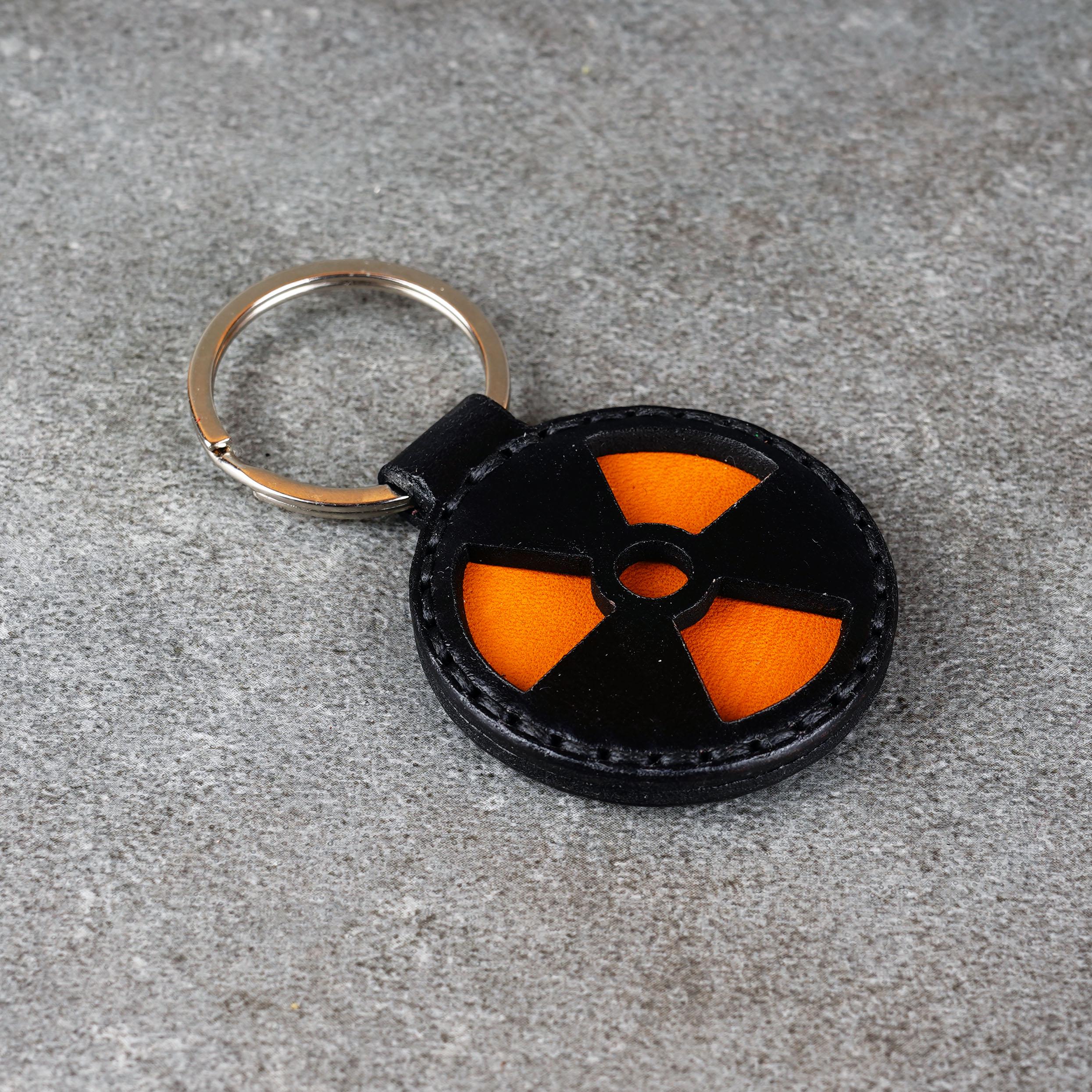 Handmade Leather Radiation Symbol Keychain: Biohazard Key Fob - Etsy