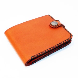 Cartera de cuero, cartera naranja, gran artículo de cuero, cartera naranja para hombre, cartera para tarjetas de crédito, regalo para hombre.