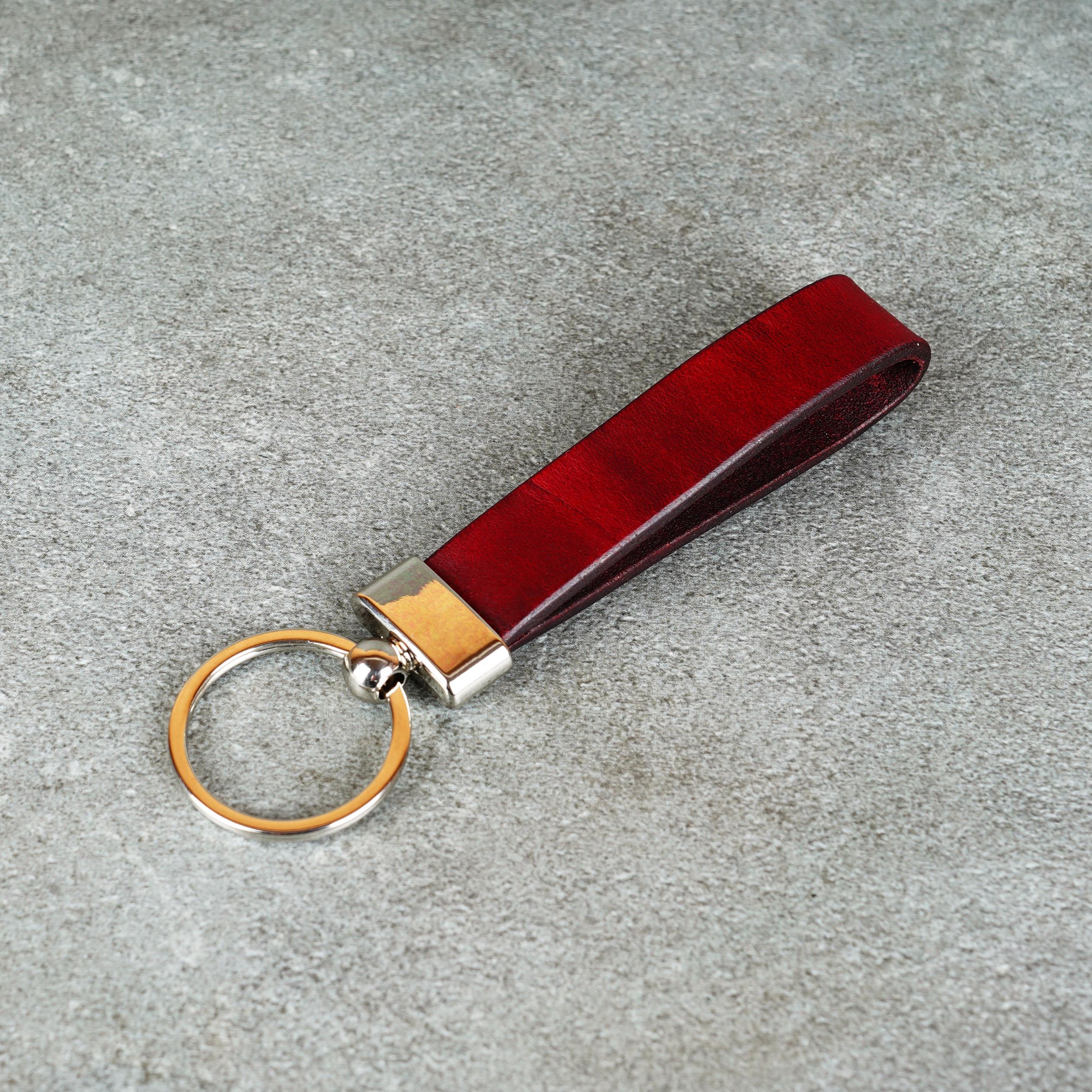 Handmade Red Leather Keychain, Personalized Key Fob - Etsy