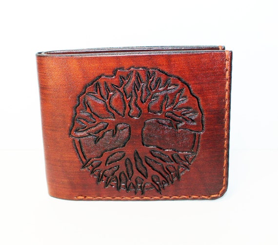 Leather Wallet With Tree of Life Great Leather Item - Etsy