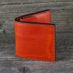 Cartera de cuero, cartera naranja, gran artículo de cuero, cartera naranja para hombre, cartera para tarjetas de crédito, regalo para hombre.