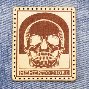 Memento Mori, Remember Death, leather patch, death sew, gothic patch, skull sew, leather accessories, great gift.