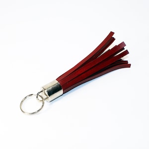 Leather Tassel Keychain. Orange Leather Keychain. 100% Handmade key chain! Great gift!