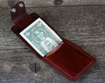 Cartera de cuero marrón hecha a mano: Cartera para tarjetas de crédito para hombre