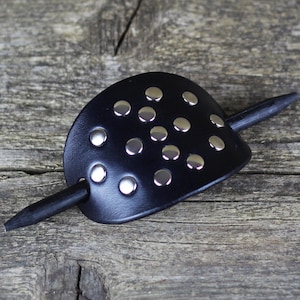Hair barrette, Minimalist Hair Stick, leather barrette with wooden stick. Great gift!
