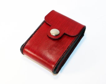 Credit Card Holder leather , Business Card Holder, Red Leather Credit Card Wallet, Red Card Holder. Great Gift.