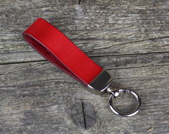 Handmade Red Leather Keychain Fob: Personalized Accessory - Etsy