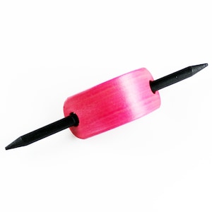 Small hair barrette, Pink hair clip with wooden stick, Leather accessories, Great gift.