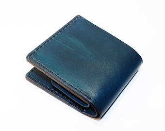 Leather wallet,  blue wallet, great leather item,  blue men's wallet, credit card wallet, gift for men.