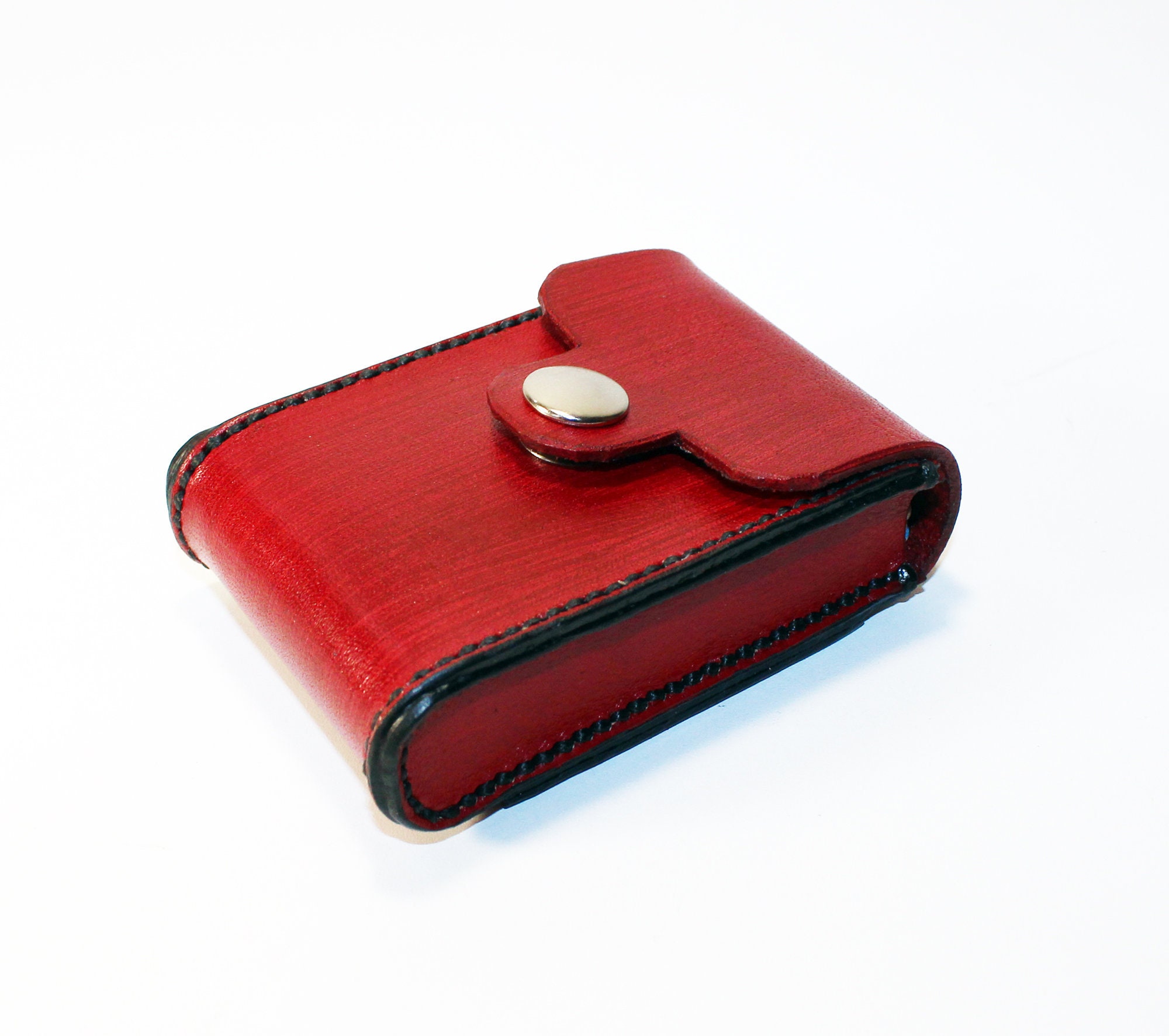 Credit Card Holder leather Business Card Holder Red Leather Etsy