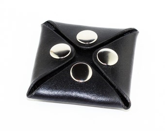 Leather coin wallet, black coin purse, money purse, slim wallet, leather accessories, great gift.