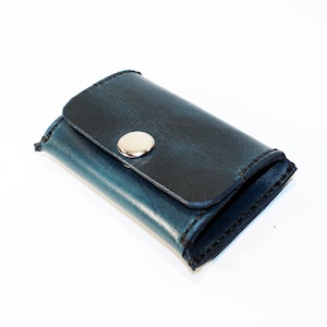 Monedero de cuero, monedero azul, monedero, billetera delgada, accesorios de cuero, gran regalo.