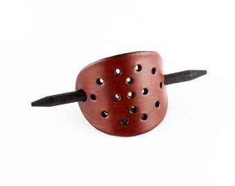 Handcrafted Leather Hair Barrette with Wooden Stick