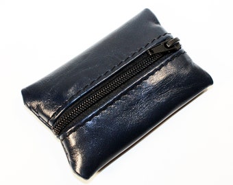 Monedero de cuero, monedero azul oscuro, gran artículo de cuero, billetera de hombre azul oscuro, monedero pequeño, regalo para hombre, regalo para mujer.