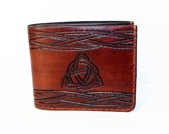 Leather wallet, great leather item, men's wallet, credit card wallet, gift for men, leather wallet with Celtic knot.