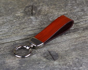 Handmade Brown Leather Keychain: Personalized Key Fob