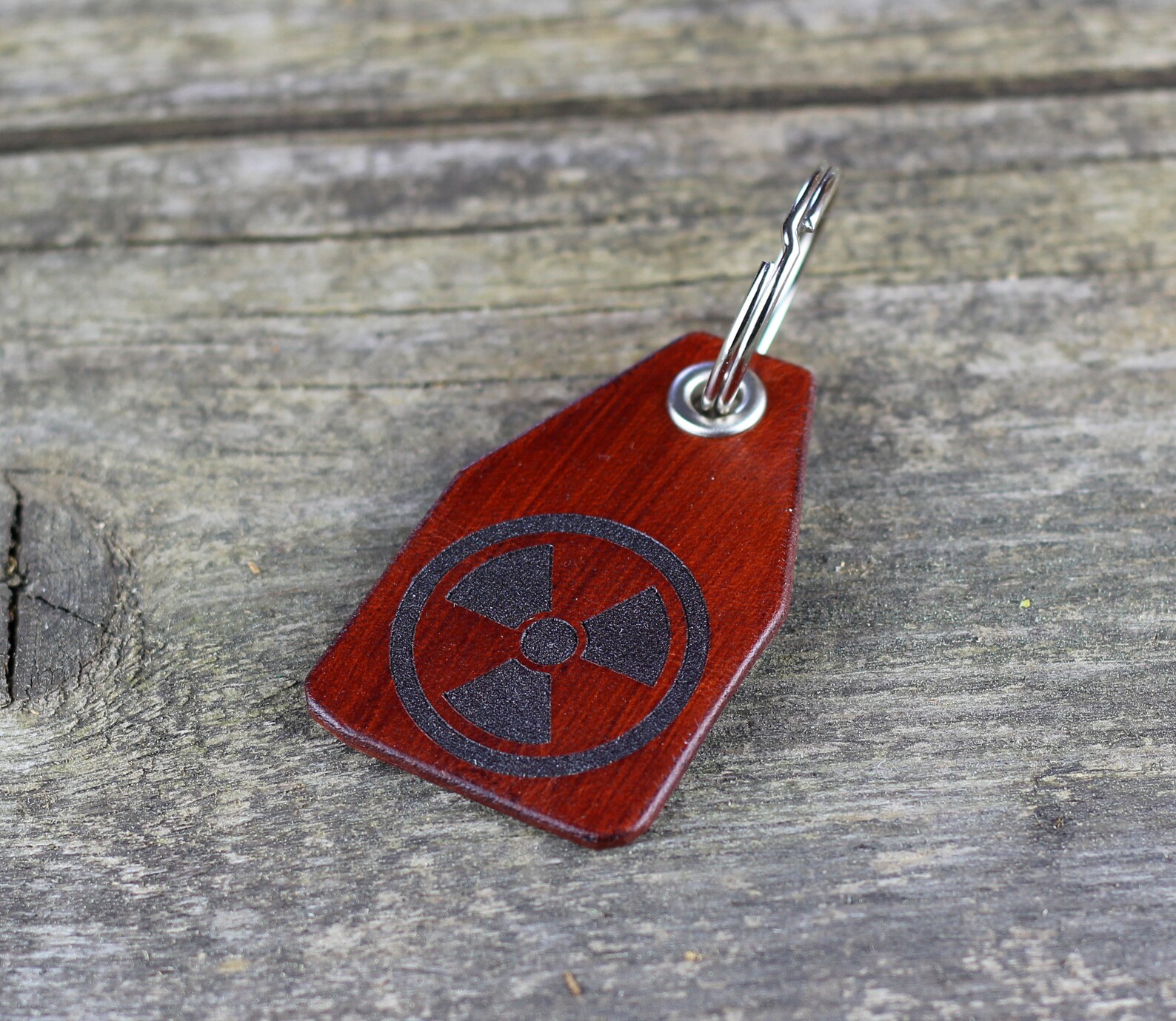 Nuclear Symbol Leather Keychain, Biohazard Keyfob, Leather Accessories ...
