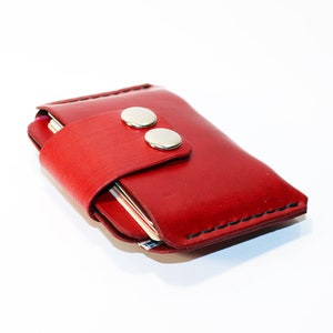 Cartera de cuero para tarjetas de crédito, monedero rojo, tarjetero, billetera pequeña, ¡un regalo ideal! ¡Oferta!