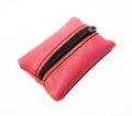 Red Leather Coin Wallet: Small Zip Pouch product logo