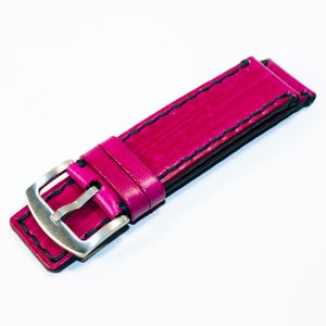 Leather watch strap 18 - 24mm, Violet watch band, Leather strap, Great gift.
