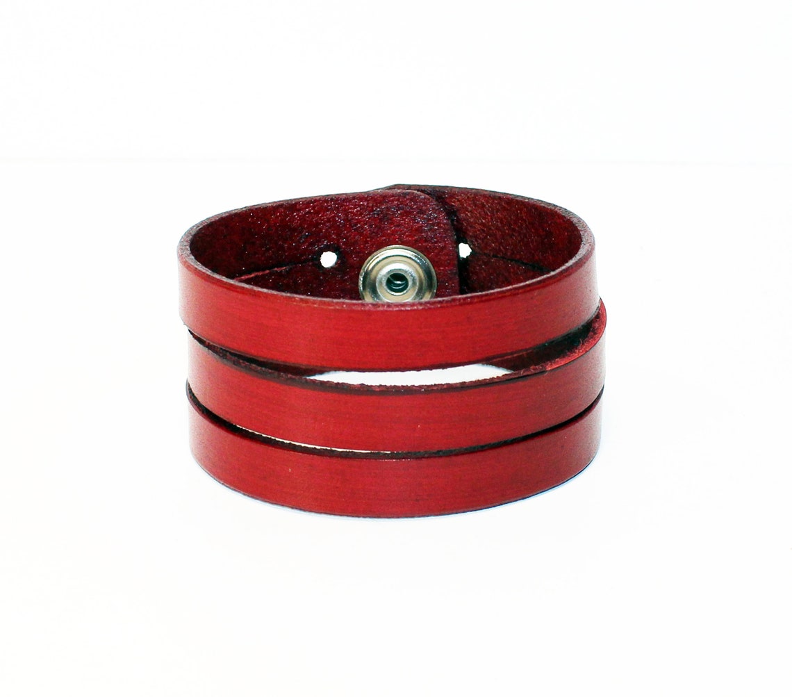 Red Leather Cuff Bracelet Nice Gift for Women Red Wrist Etsy