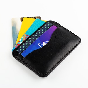 Portafoglio sottile in pelle con porta carte, porta carte di credito minimalista, portafoglio sottile per carte, portafoglio in pelle nera.