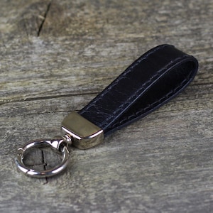 Leather key chain, leather key fob, handmade black key chain, leather key ring, handmade leather accessories.
