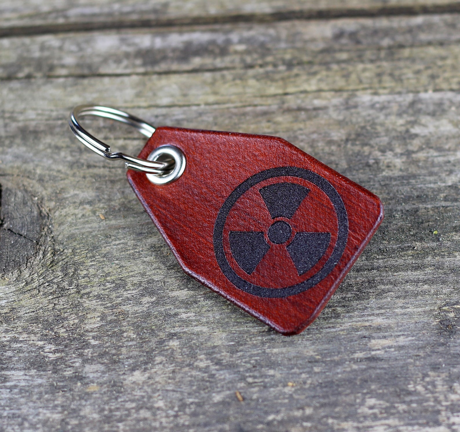 Nuclear Key Rings Nuclear Symbol Leather Keychain, Biohazard Keyfob, Leather Accessories ...