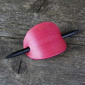 Hair barrette, Minimalist Hair Stick, pink leather barrette with wooden stick. Great gift!