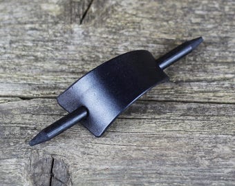 Handcrafted Leather Hair Slide with Wooden Stick
