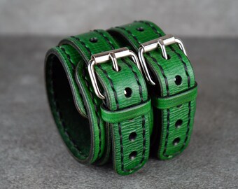 Handmade Leather Cuff Bracelet: Unisex Wristband, Adjustable Size